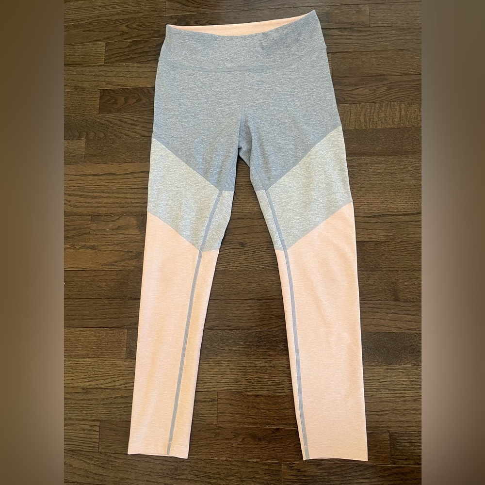 OUTDOOR VOICES Leggings Womens Size M 7/8 Pink Gray Colorblock Workout Gym